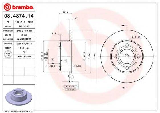 BRECO BS7353 гальмівний диск