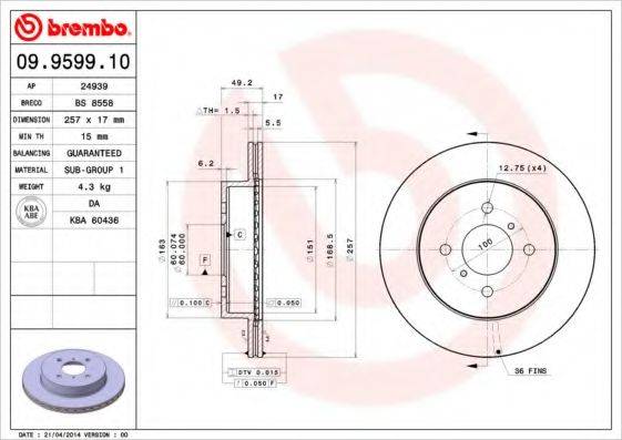 BRECO BS8558 гальмівний диск