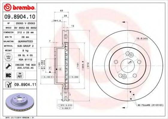 BRECO BS8652 гальмівний диск