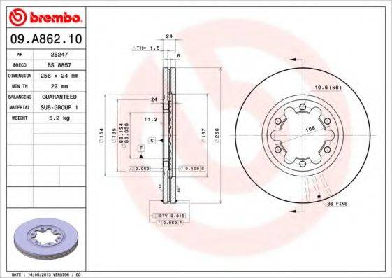 BRECO BS8857 гальмівний диск