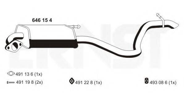 ERNST 646154 Глушник вихлопних газів кінцевий
