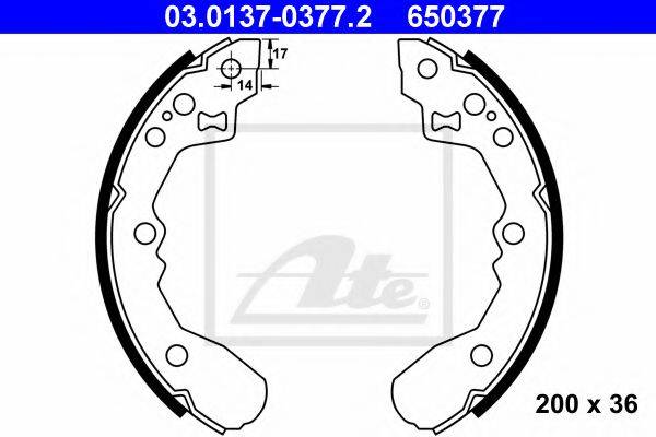 ATE 03013703772 Комплект гальмівних колодок
