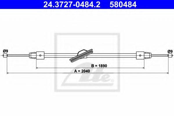 ATE 24372704842 Трос, стоянкова гальмівна система