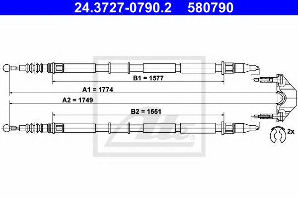 ATE 24372707902 Трос, стоянкова гальмівна система