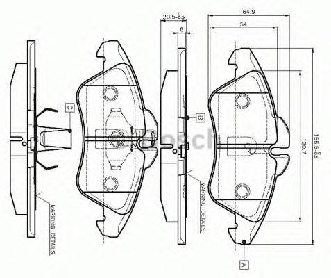 BOSCH 0986TB2030 Комплект гальмівних колодок, дискове гальмо