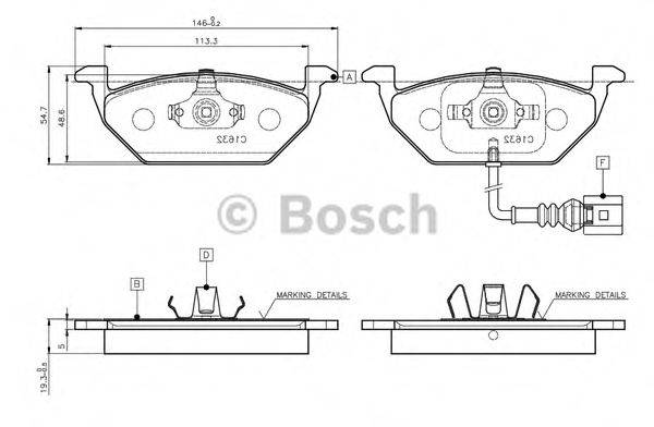 BOSCH 0986TB2314 Комплект гальмівних колодок, дискове гальмо