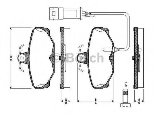 BOSCH 0986TB2105 Комплект гальмівних колодок, дискове гальмо