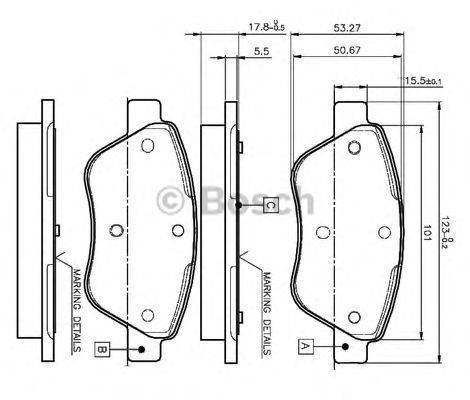 BOSCH 0986TB2835 Комплект гальмівних колодок, дискове гальмо