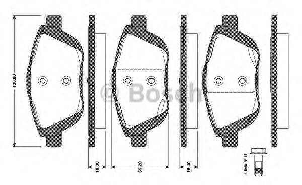 BOSCH 0986TB3094 Комплект гальмівних колодок, дискове гальмо