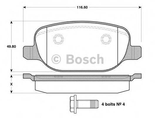 BOSCH 0986TB3122 Комплект гальмівних колодок, дискове гальмо