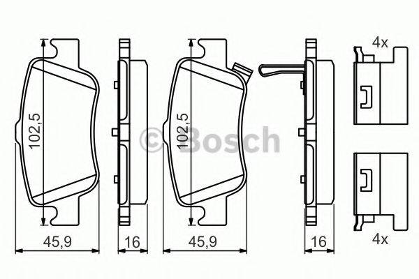 BOSCH 0986494651 Комплект гальмівних колодок, дискове гальмо