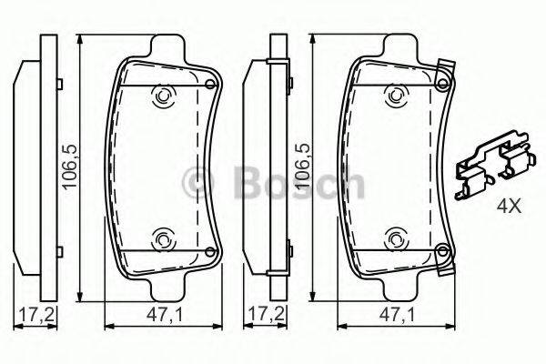 BOSCH 0986494668 Комплект гальмівних колодок, дискове гальмо