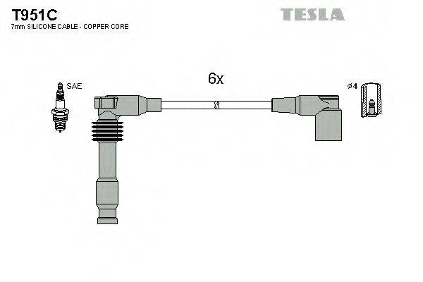 TESLA T951C Комплект дротів запалювання