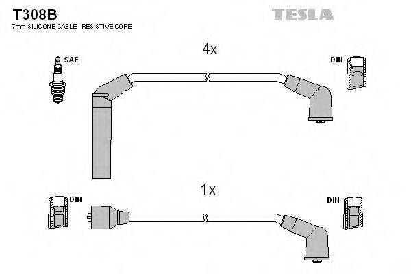 TESLA T308B Комплект дротів запалювання