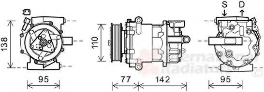 VAN WEZEL 1800K470 Компресор, кондиціонер