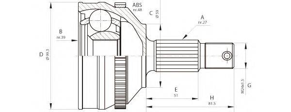 OPEN PARTS CVJ564610 Шарнірний комплект, приводний вал