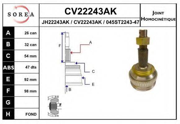 EAI CV22243AK Шарнірний комплект, приводний вал