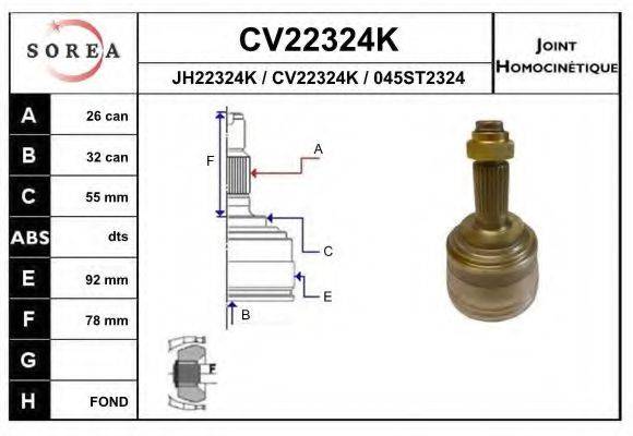 EAI CV22324K Шарнірний комплект, приводний вал