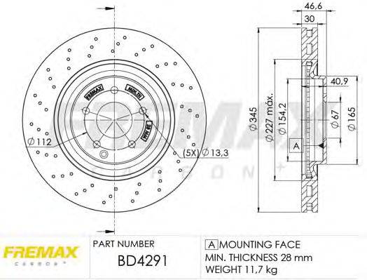 FREMAX BD4291 гальмівний диск