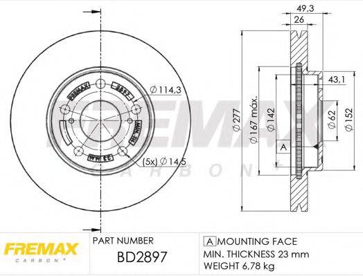 FREMAX BD2897 гальмівний диск