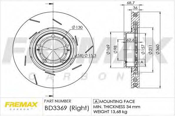 FREMAX BD3369 гальмівний диск