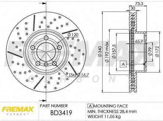 FREMAX BD3419 гальмівний диск