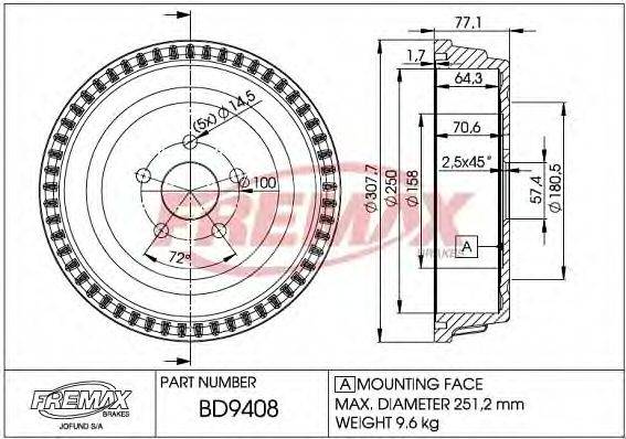 FREMAX BD9408 Гальмівний барабан