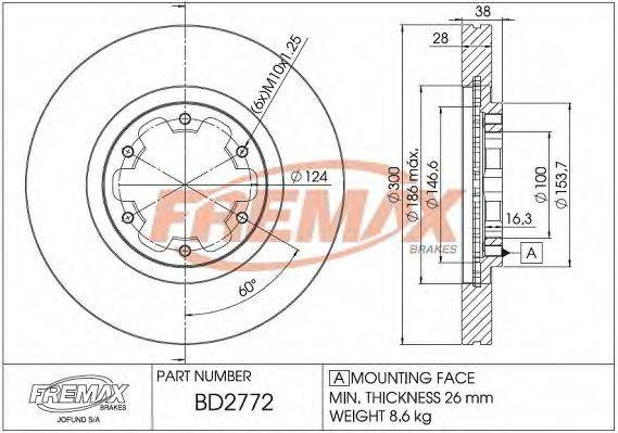 FREMAX BD2772 гальмівний диск