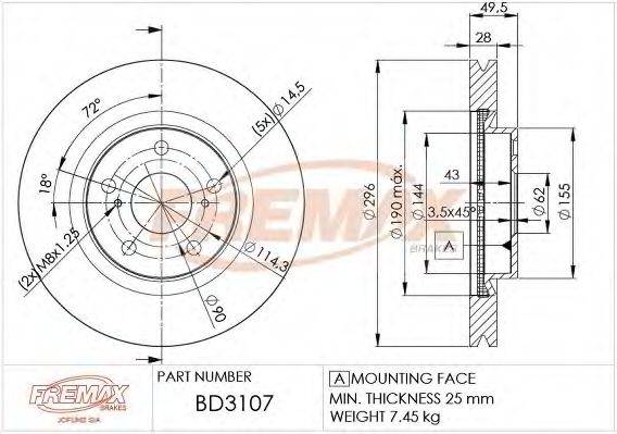 FREMAX BD3107 гальмівний диск