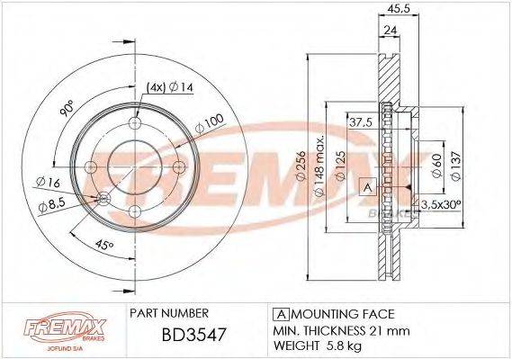 FREMAX BD3547 гальмівний диск