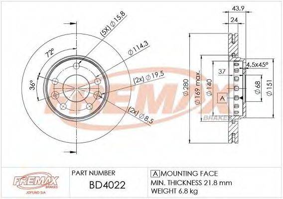 FREMAX BD4022 гальмівний диск