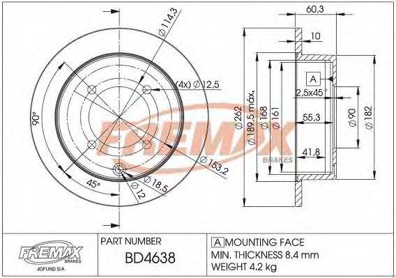 FREMAX BD4638 гальмівний диск