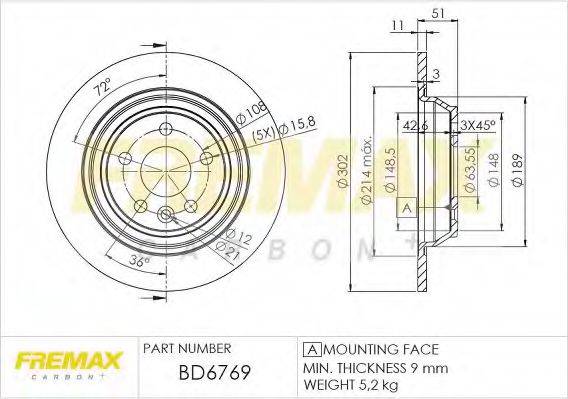 FREMAX BD6769 гальмівний диск