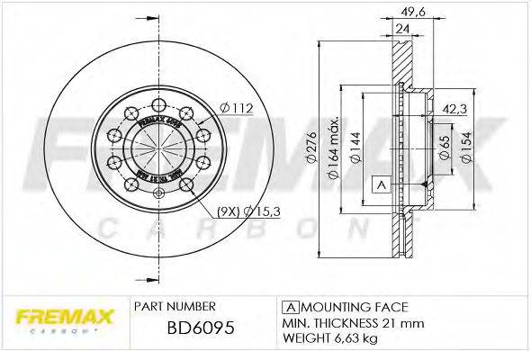 FREMAX BD6095 гальмівний диск