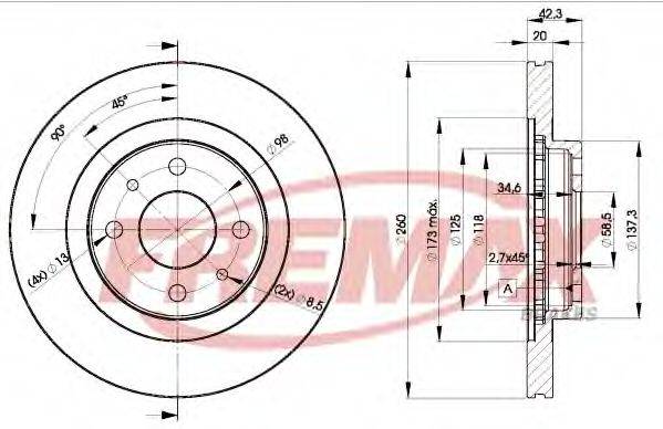 FREMAX BD1073 гальмівний диск