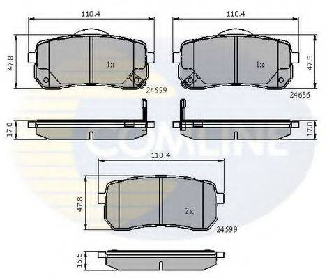 COMLINE CBP31675 Комплект гальмівних колодок, дискове гальмо