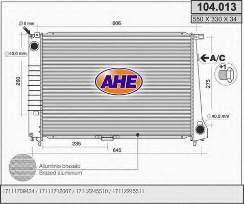 AHE 104013 Радіатор, охолодження двигуна