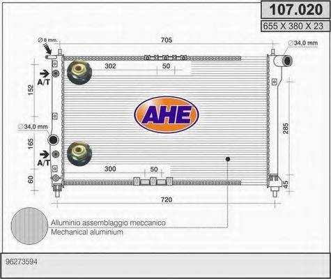 AHE 107020 Радіатор, охолодження двигуна