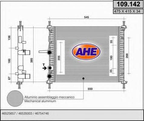 AHE 109142 Радіатор, охолодження двигуна