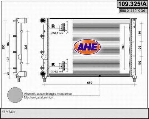 AHE 109325A Радіатор, охолодження двигуна