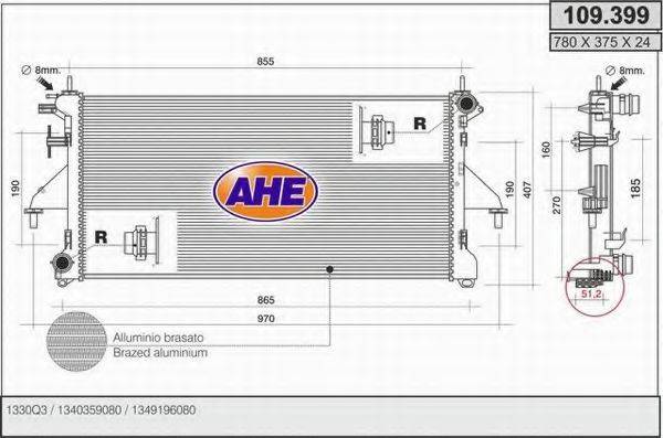 AHE 109399 Радіатор, охолодження двигуна