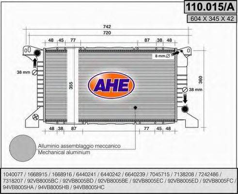 AHE 110015A Радіатор, охолодження двигуна