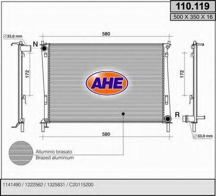 AHE 110119 Радіатор, охолодження двигуна