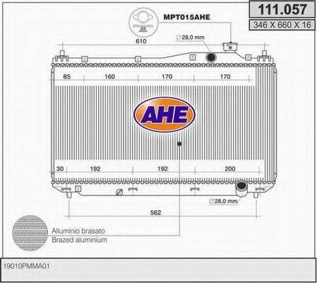 AHE 111057 Радіатор, охолодження двигуна