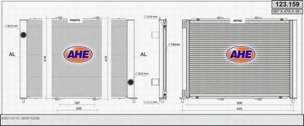 AHE 123159 Радіатор, охолодження двигуна