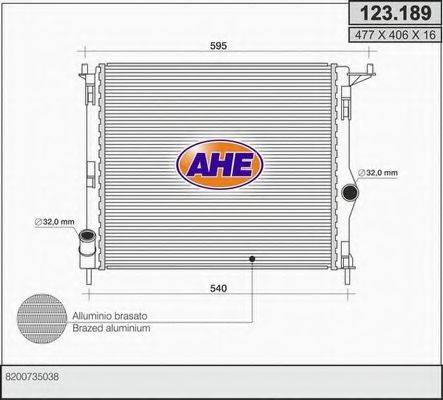 AHE 123189 Радіатор, охолодження двигуна