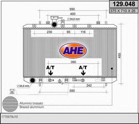 AHE 129048 Радіатор, охолодження двигуна