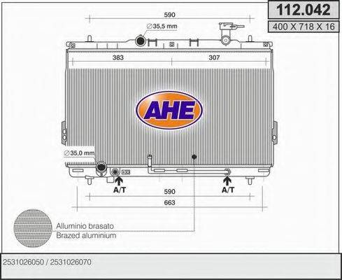 AHE 112042 Радіатор, охолодження двигуна