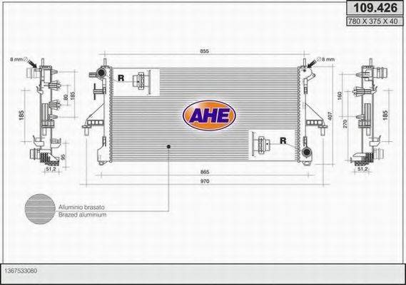 AHE 109426 Радіатор, охолодження двигуна