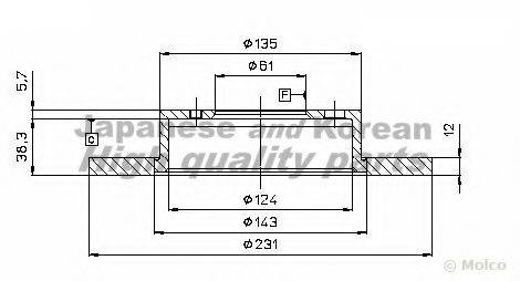 ASHUKI H03503 гальмівний диск